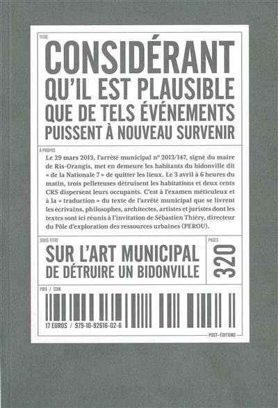 Considérant qu'il est plausible que de tels événements puissent à nouveau…