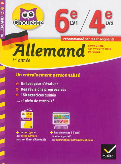 Allemand 1re année, 6e LV1, 4e LV2 - 