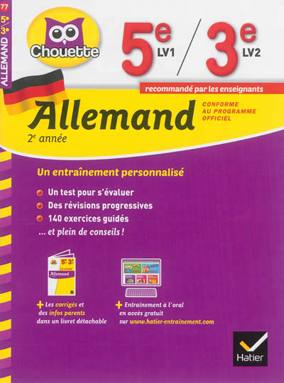 Allemand 2e année, 5e LV1, 3e LV2 - 