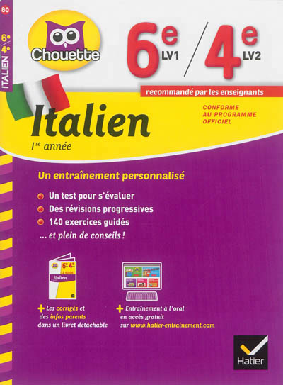 Italien 1re année, 6e LV1, 4e LV2 - 