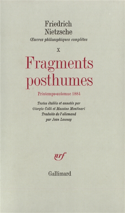 Fragments posthumes [printemps-automne 1884] - 