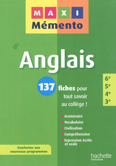 Anglais maxi mémento 6e, 5e, 4e, 3e - 