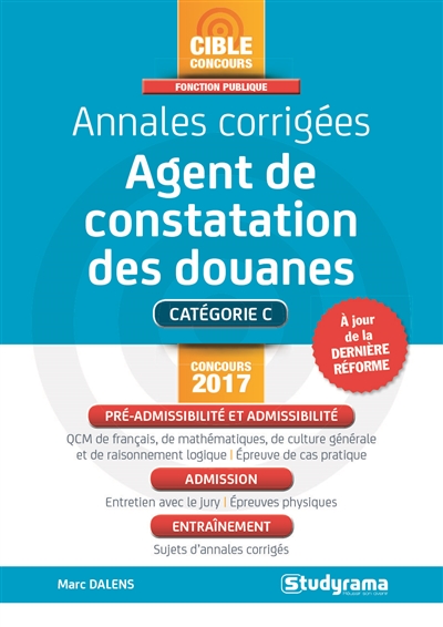 Annales corrigées agent de constatation des douanes - 