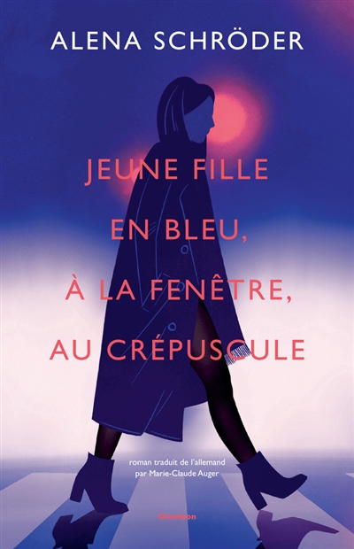 Jeune fille en bleu, à la fenêtre, au crépuscule - 